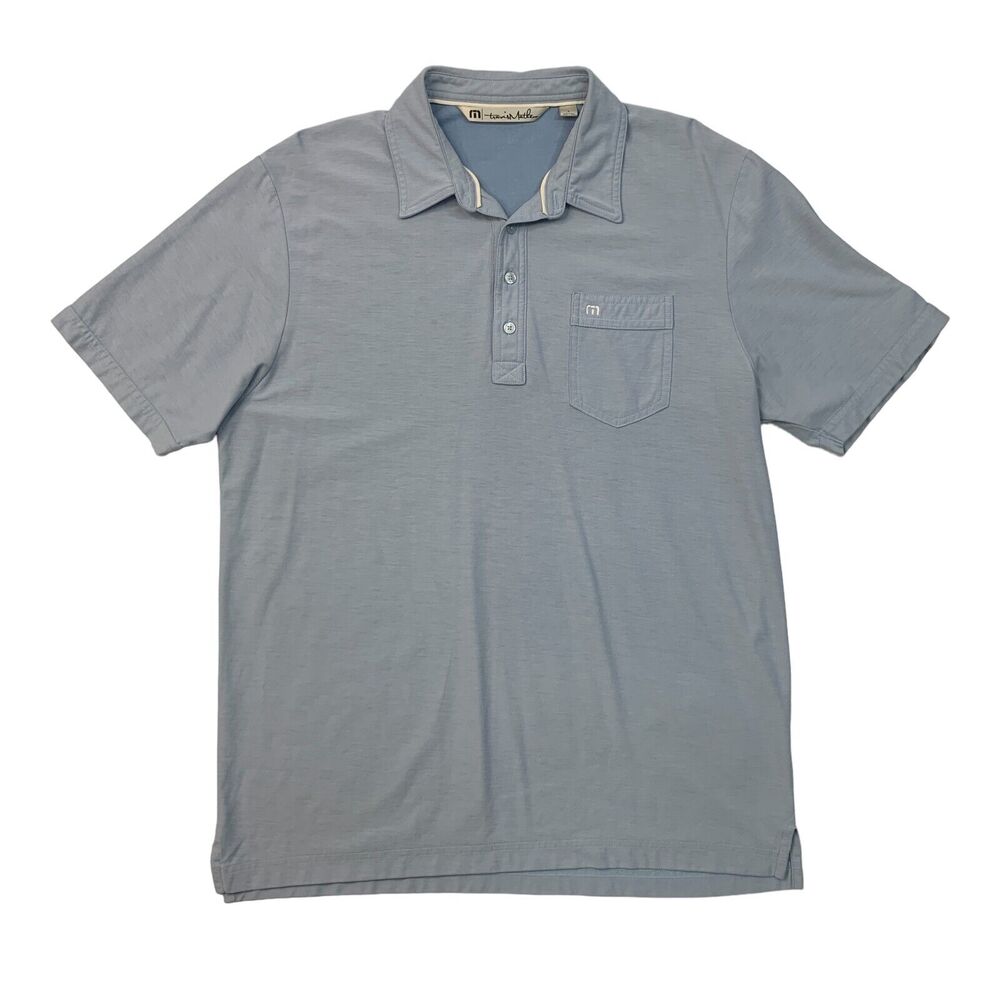 Travis Mathew Polo Shirt Mens L Large Blue Pima Blend Las Sendas Golf Club Mesa